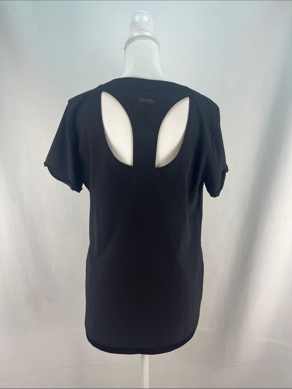 Calvin Klein Performance Black Cutout Racerback Short Sleeve Top L